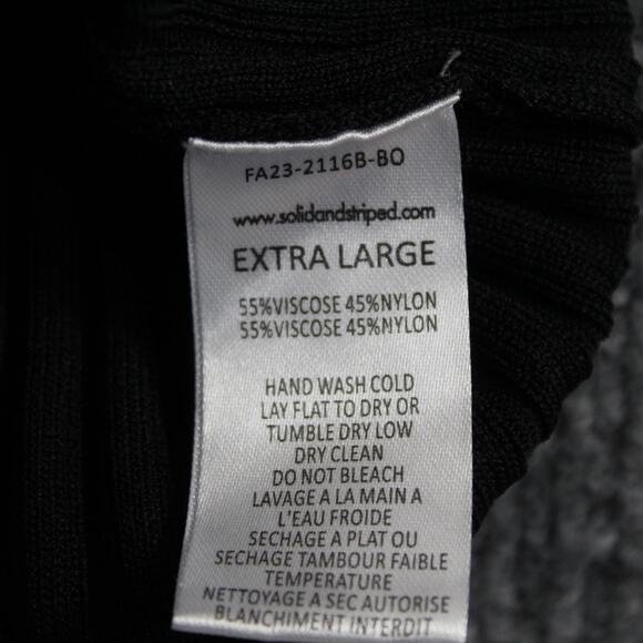 Solid Striped Sweater Womens XL The Fleur Cardigan Black Ribbed Minimalist Chic - Picture 10 of 10